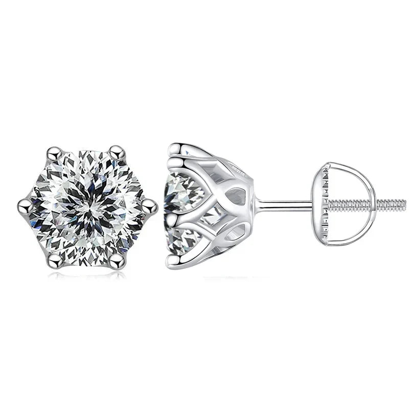 Moissanit-Ohrstecker 0,5-2CT mit Schraubverschluss S925 Sterlingsilber 18K vergoldet