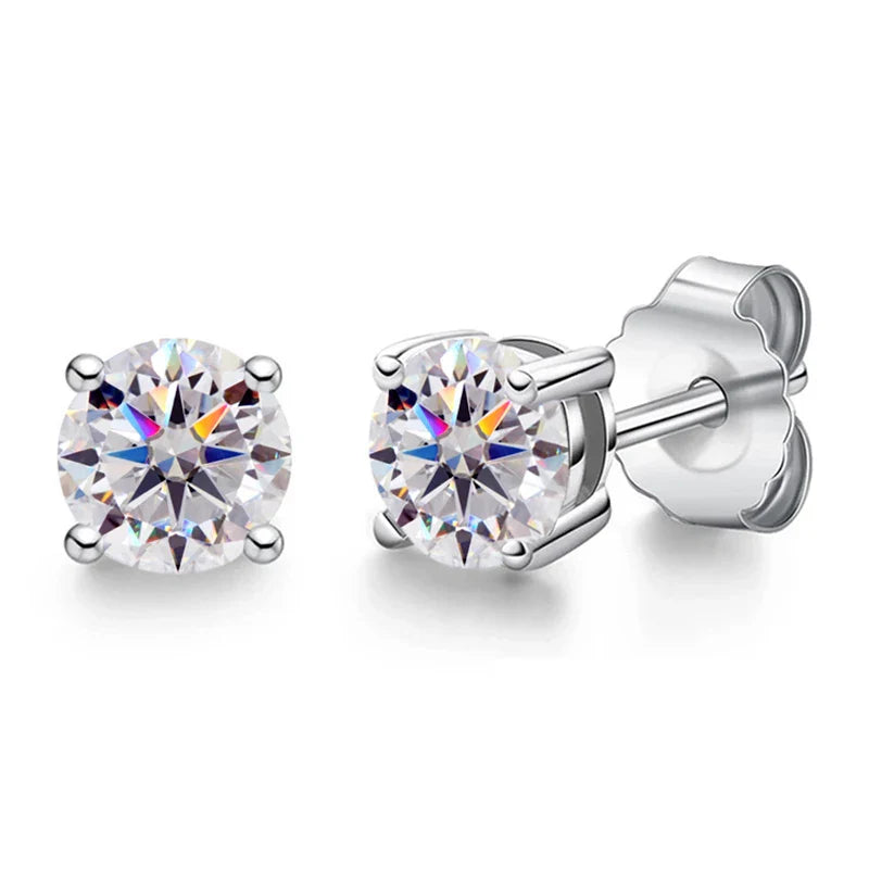 Moissanite Stud Earrings 0.1-3CT S925 Sterling Silver Platinum Plated Bride