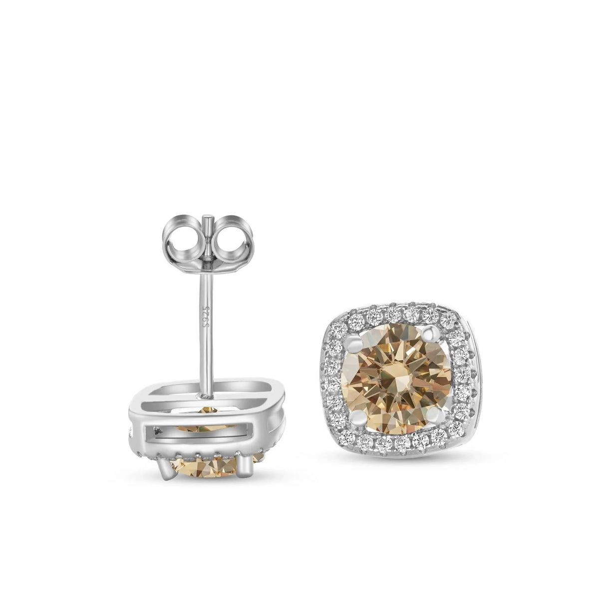 Moissanit-Ohrstecker 0,5-1,0 CT, mehrere 925er Sterlingsilber, 18 Karat vergoldet, Geschenk