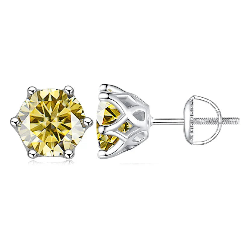 Moissanit-Ohrstecker 0,5-2CT mit Schraubverschluss S925 Sterlingsilber 18K vergoldet