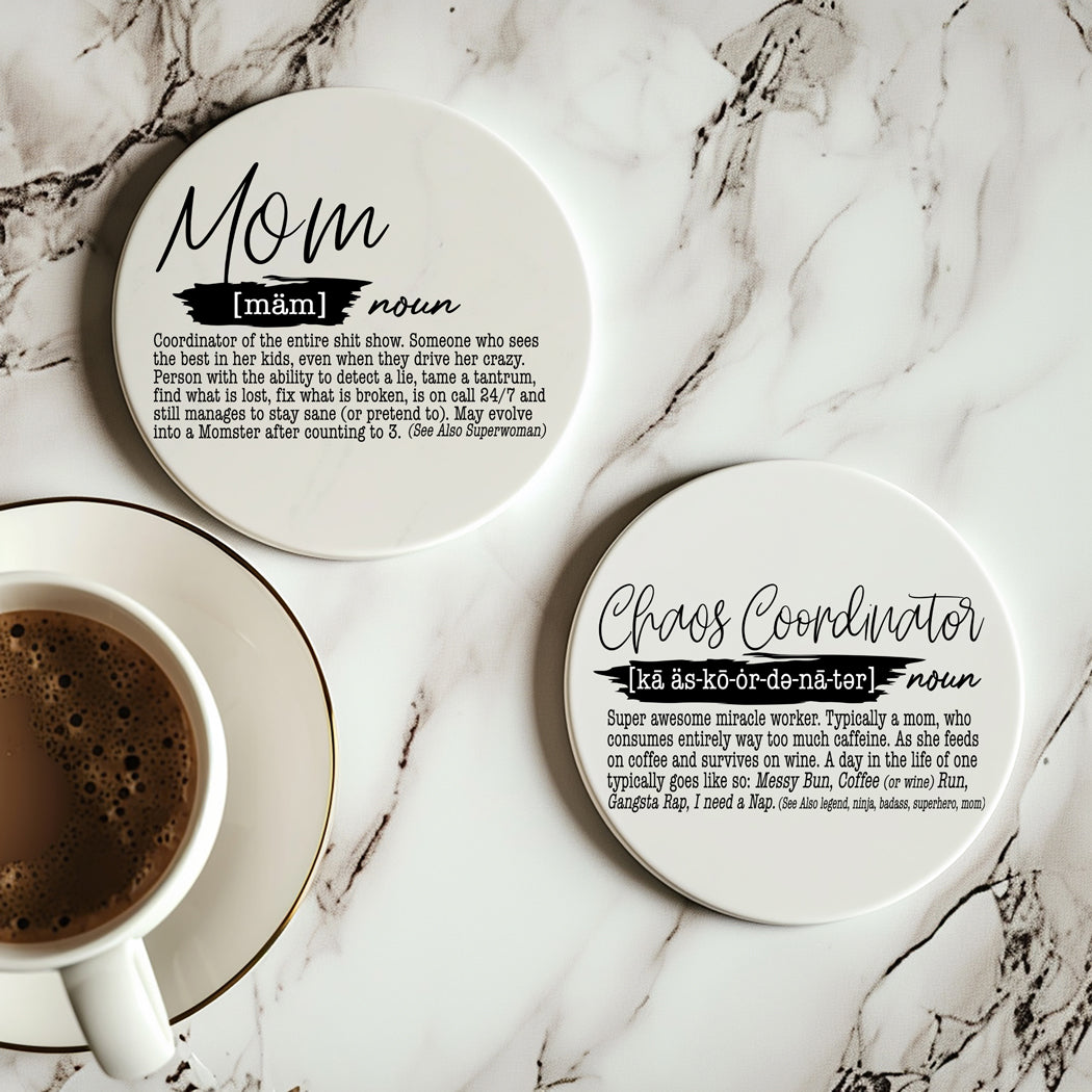Adulting Funny Coaster Gift Set 6 Pack Humorous Quote Drink Coasters Home Bar Decor