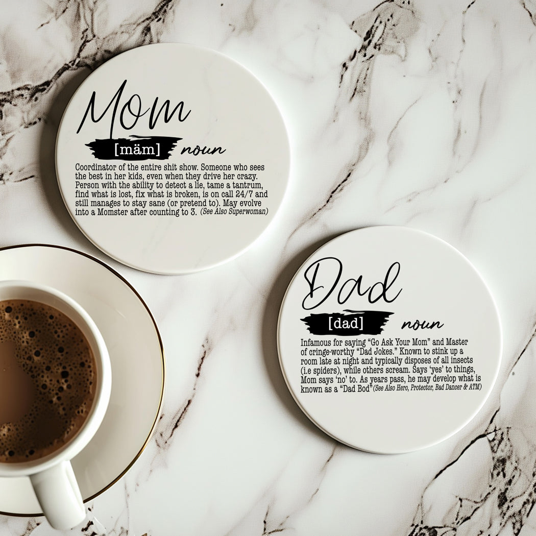 Adulting Funny Coaster Gift Set 6 Pack Humorous Quote Drink Coasters Home Bar Decor