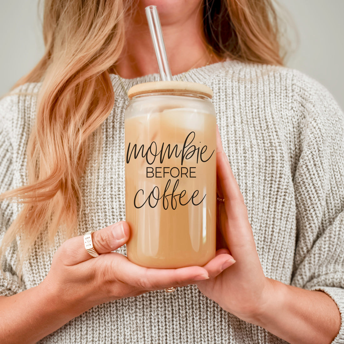 Mombie 20oz Glass Tumbler With Bamboo Lid Stainless Straws Coffee Hocus Pocus I Need Coffee