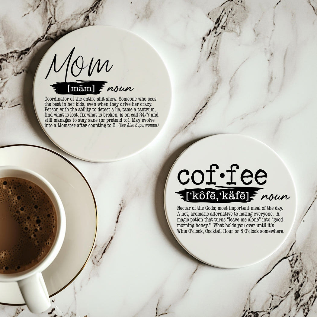 Adulting Funny Coaster Gift Set 6 Pack Humorous Quote Drink Coasters Home Bar Decor