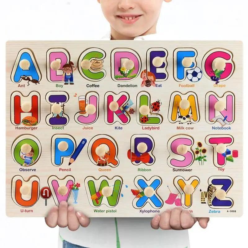 Montessori Wooden Puzzles Hand Grab Boards Toys Tangram Baby Educational Toys Cartoon Vehicle Animals Fruits 3D Puzzles