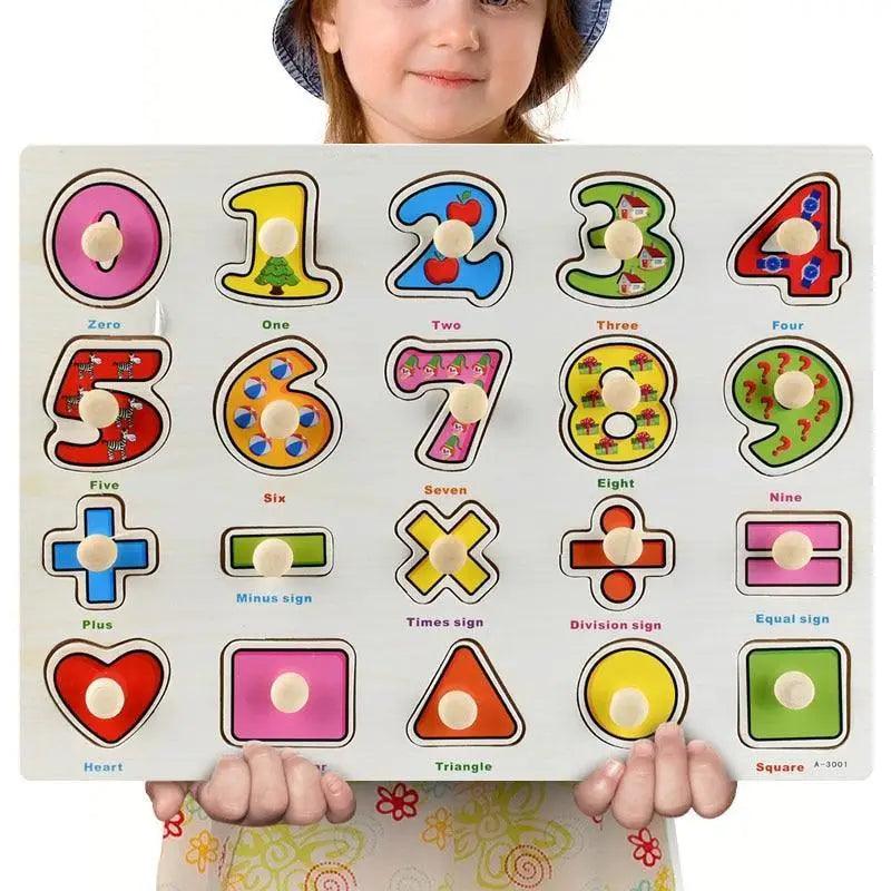 Montessori Wooden Puzzles Hand Grab Boards Toys Tangram Baby Educational Toys Cartoon Vehicle Animals Fruits 3D Puzzles