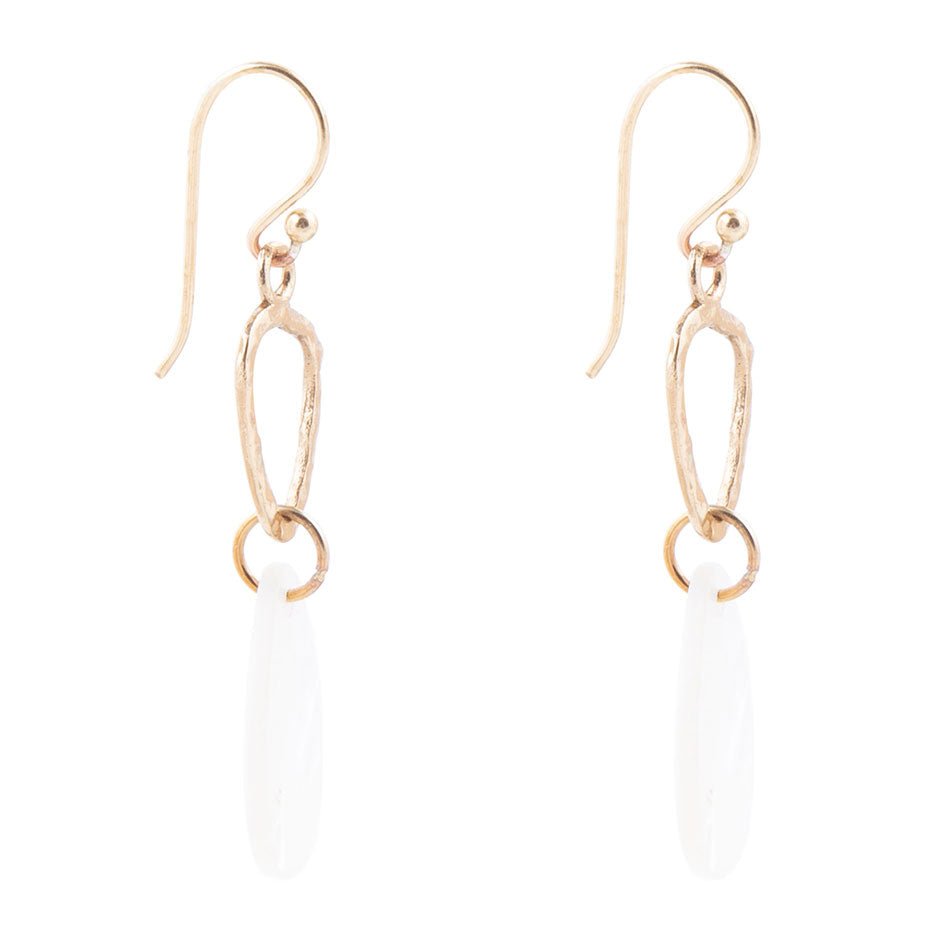 Boucles d'oreilles pendantes en nacre et bronze