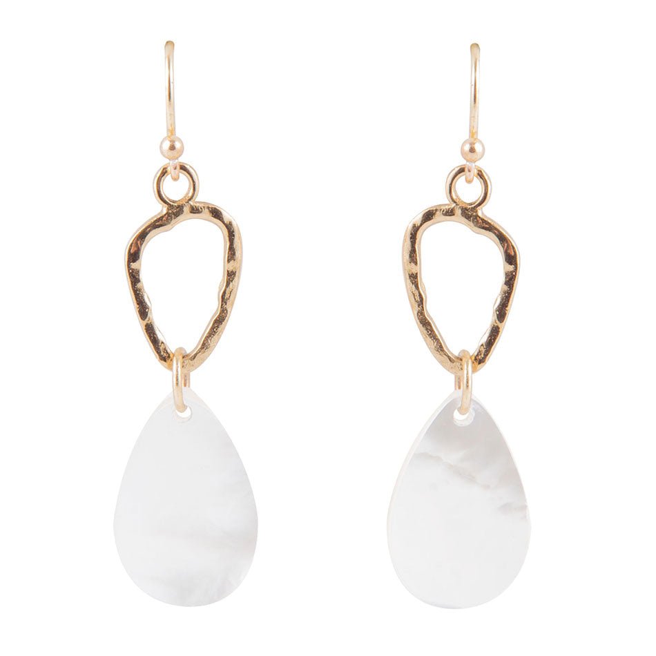 Boucles d'oreilles pendantes en nacre et bronze