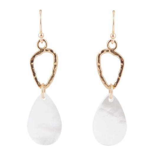 Boucles d'oreilles pendantes en nacre et bronze