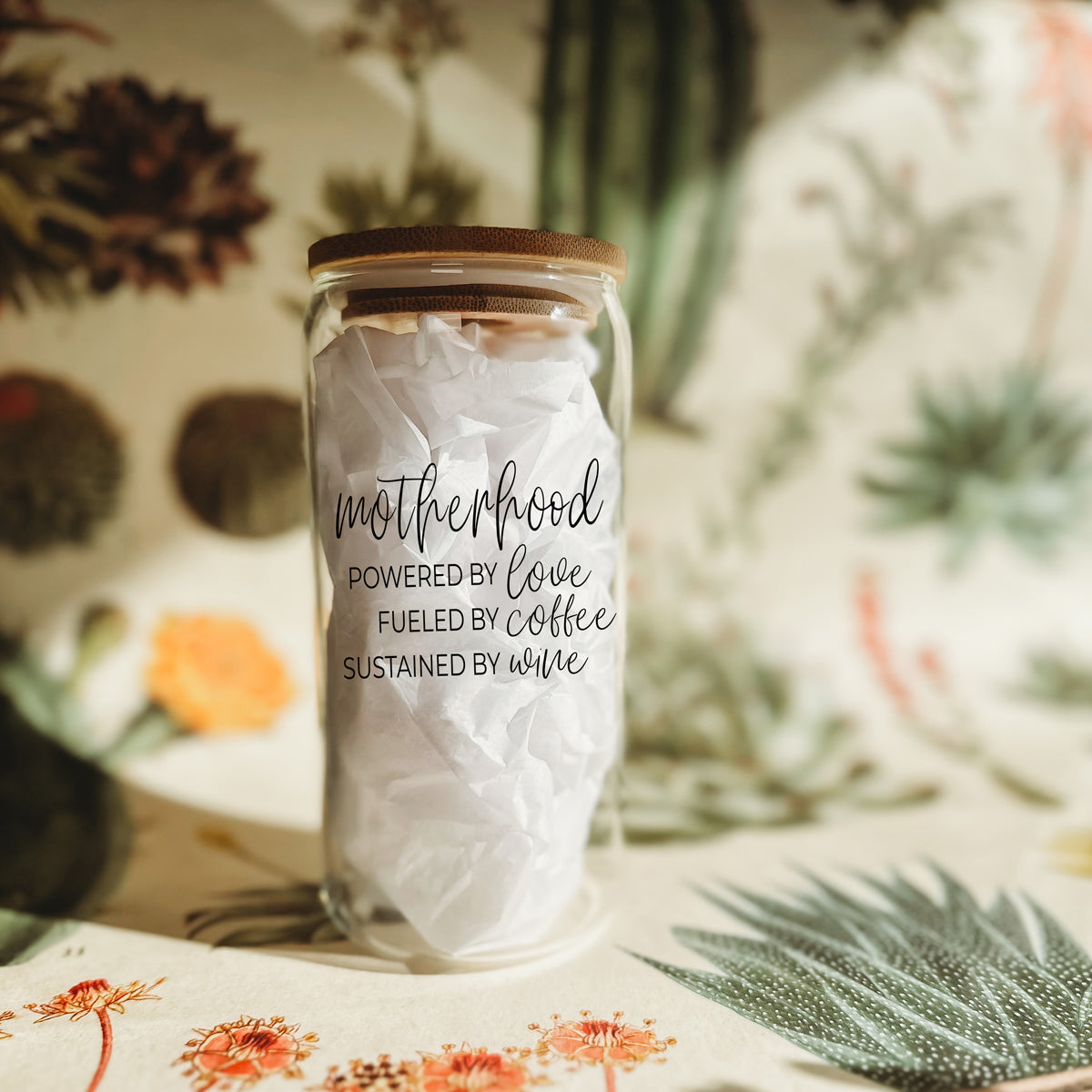 Motherhood Definition 17oz Glass Tumbler With Bamboo Lid And 2 Stainless Straws