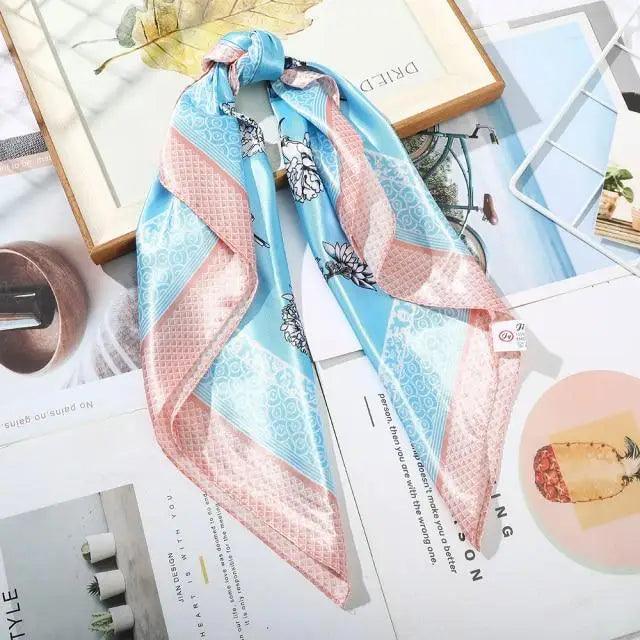 Multi-Functional Square Silk Scarf 60*60cm Headband Hairbands Hair Hoop Accessories For Women,Girl,Lady Head Neck Satin Scarf Handkerchief