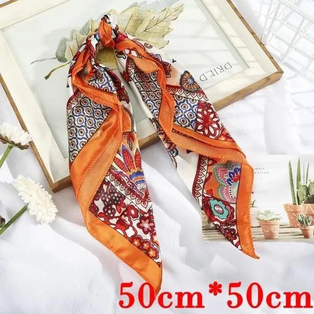 Multi-Functional Square Silk Scarf 60*60cm Headband Hairbands Hair Hoop Accessories For Women,Girl,Lady Head Neck Satin Scarf Handkerchief