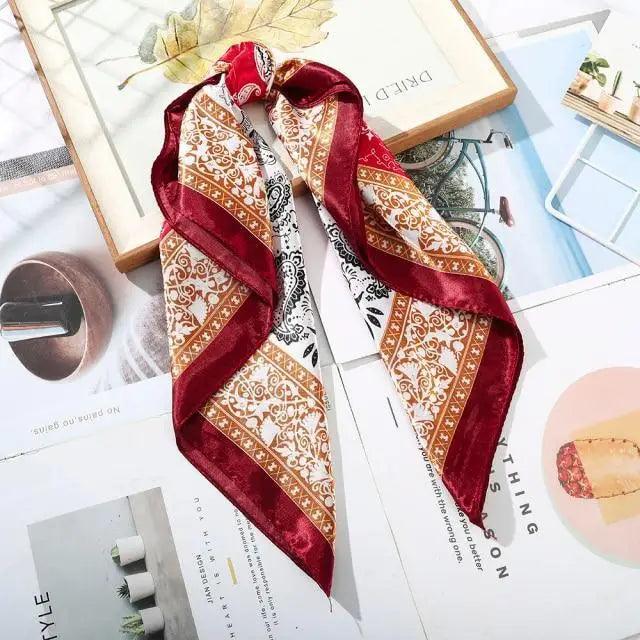Multi-Functional Square Silk Scarf 60*60cm Headband Hairbands Hair Hoop Accessories For Women,Girl,Lady Head Neck Satin Scarf Handkerchief