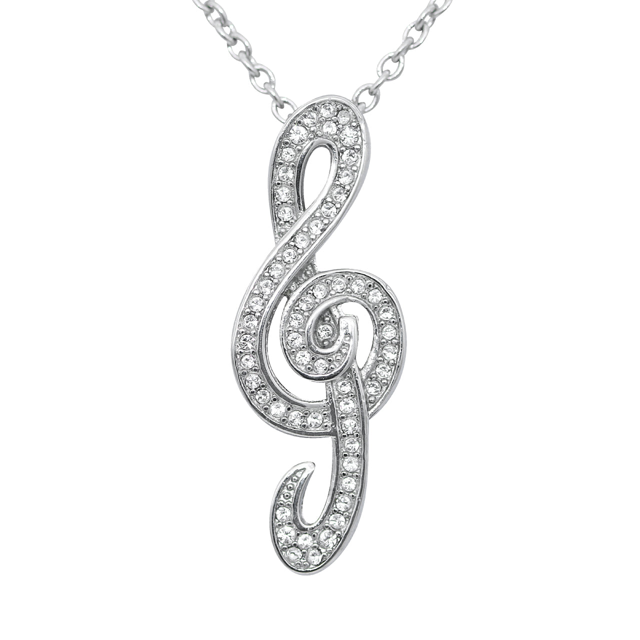 Music Note Necklace Crystal Treble Clef Pendant Chain