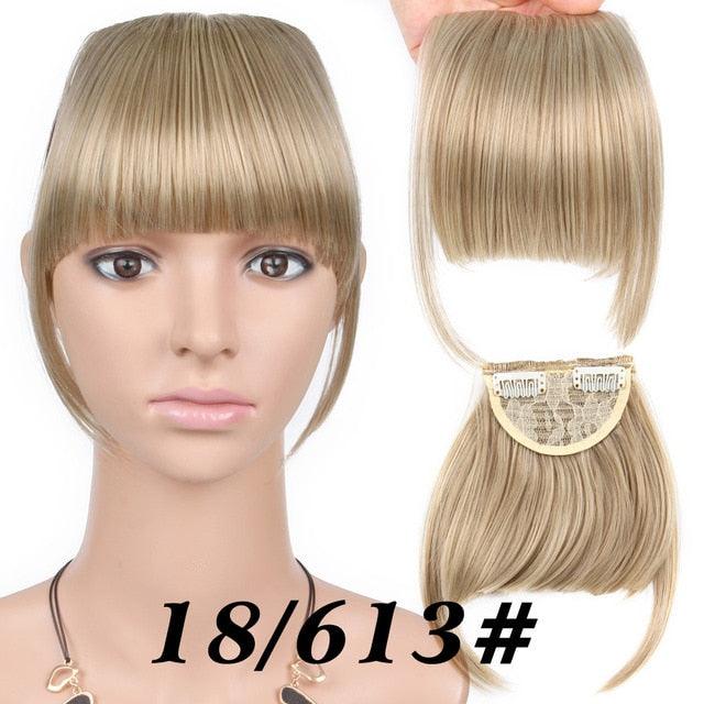 Natural Straight Synthetic Blunt Bangs High Temperature Fiber Brown Women Clip-In Flat Neat Bangs With Temples For Women One Piece Hairpiece