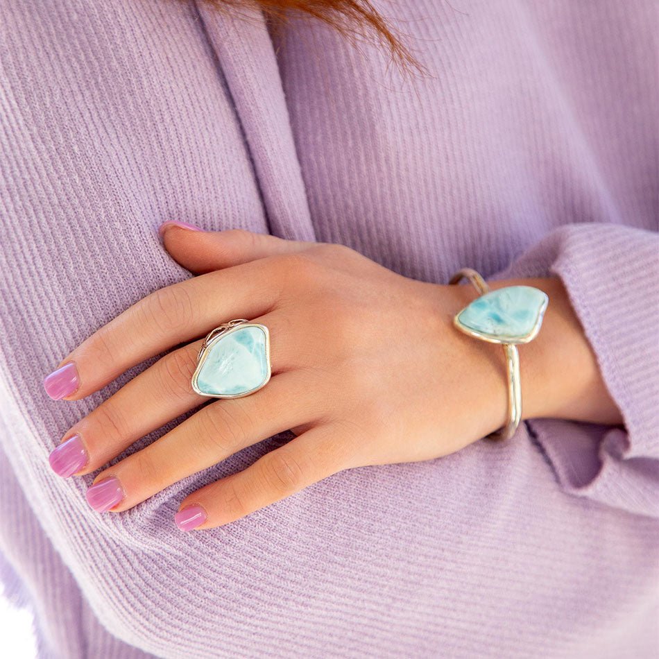 Bague en larimar bleu et argent sterling « Merveilles naturelles »