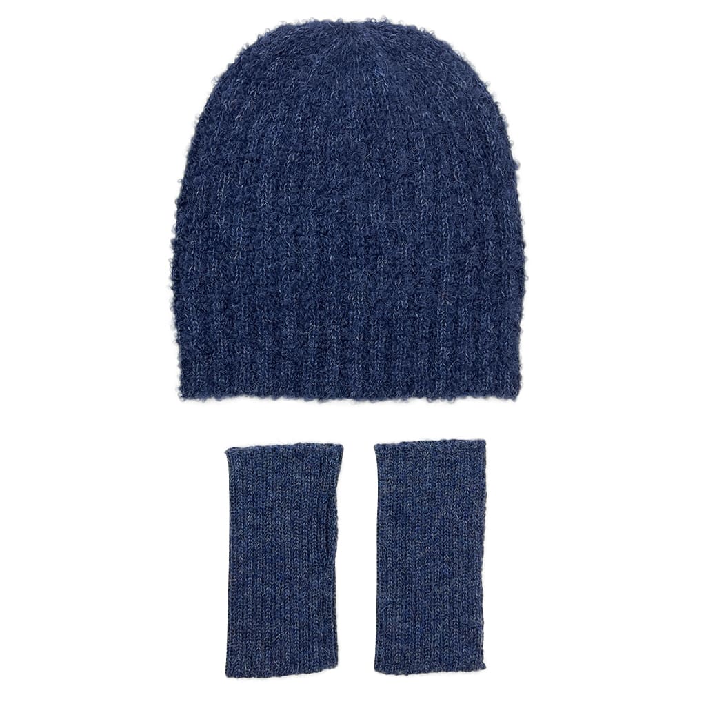 Marineblaue Alpaka Beanie Schlauchgestrickt Slouchy Gerippt Gestreift Weiche Warme Wintermütze Für Damen Und Herren
