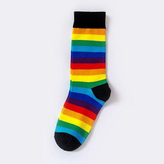 New Arrival Cotton Elasticity Sweat Women Long Sock Candy Colors Rainbow Patterned Sporty Retro Harajuku Casual Socks For Men And Women