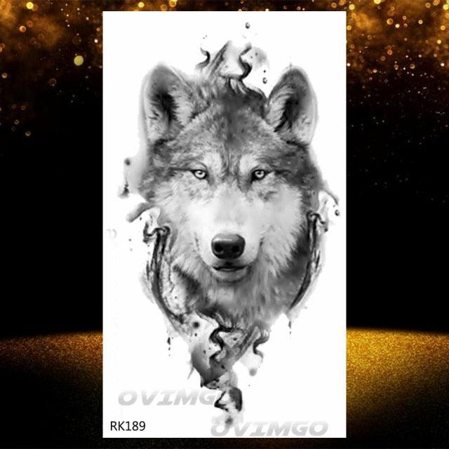 New Black Wolf Forest Sticker Tattoos Temporary Tree Fierce Animal Body Tattoo Luxury Design Custom Tatoos For Mens
