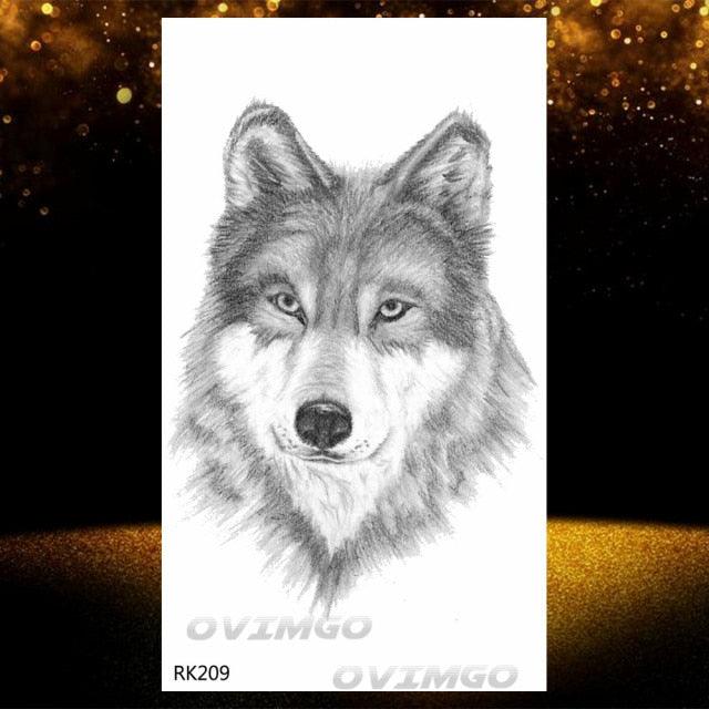 New Black Wolf Forest Sticker Tattoos Temporary Tree Fierce Animal Body Tattoo Luxury Design Custom Tatoos For Mens