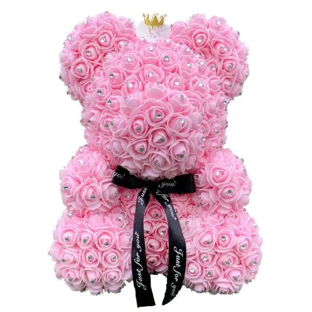New Charming Diamond Rose Bears 40cm Artificial Flower Teddy Bears For Valentins's Day Mother's Day Birthday Gifts