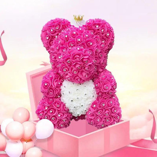 New Charming Diamond Rose Bears 40cm Artificial Flower Teddy Bears For Valentins's Day Mother's Day Birthday Gifts