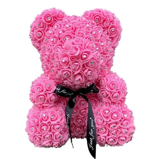 New Charming Diamond Rose Bears 40cm Artificial Flower Teddy Bears For Valentins's Day Mother's Day Birthday Gifts