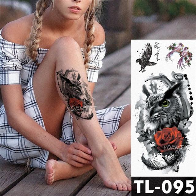 New Colorful And Black Womens Tattoo Temporary Flower Waterproof Elegant Modern Tattoo Realistic Design