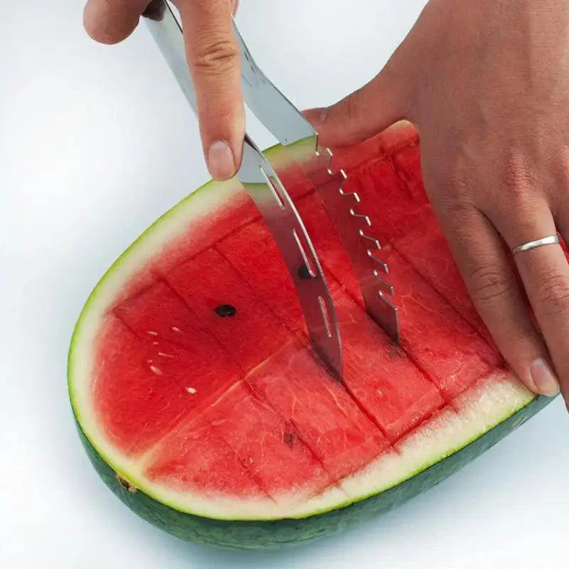 Nouveau 1pc Acier Inoxydable Coupe-Pastèque Couteau De Fruits Outils De Cuisine Gadgets Cuillères À Pastèque Écologiques