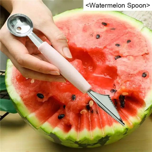 Nouveau 1pc Acier Inoxydable Coupe-Pastèque Couteau De Fruits Outils De Cuisine Gadgets Cuillères À Pastèque Écologiques