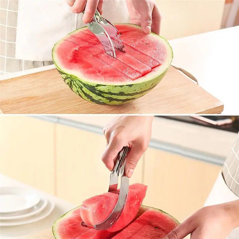 Nouveau 1pc Acier Inoxydable Coupe-Pastèque Couteau De Fruits Outils De Cuisine Gadgets Cuillères À Pastèque Écologiques