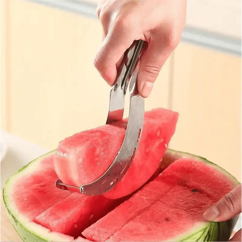 Nouveau 1pc Acier Inoxydable Coupe-Pastèque Couteau De Fruits Outils De Cuisine Gadgets Cuillères À Pastèque Écologiques