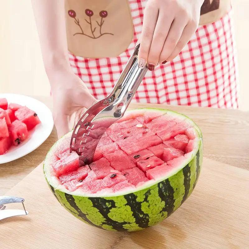 Nouveau 1pc Acier Inoxydable Coupe-Pastèque Couteau De Fruits Outils De Cuisine Gadgets Cuillères À Pastèque Écologiques
