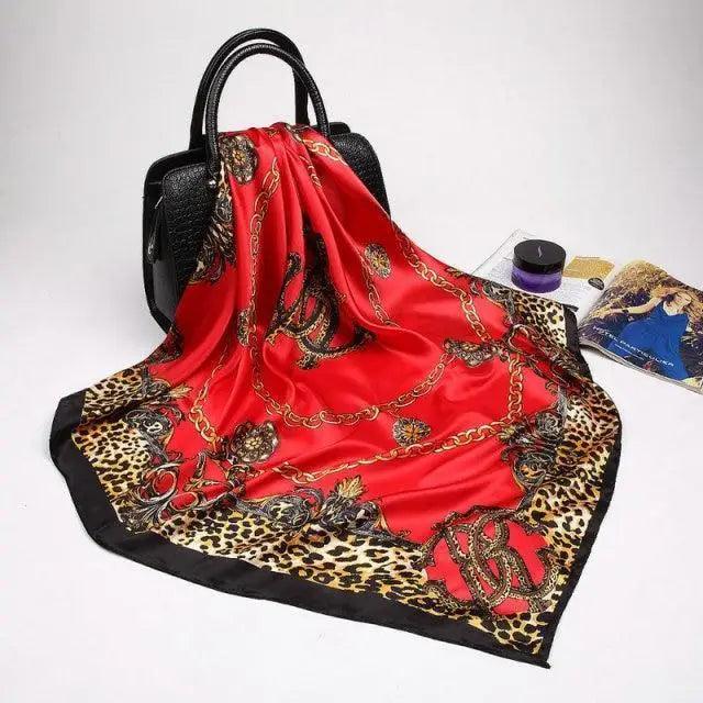 New Elegance Fashionable Scarves for Women Shawl Print Silk Satin Hijab Scarf Female Bandana 90*90cm Luxury Square Shawls Scarfs For Ladies