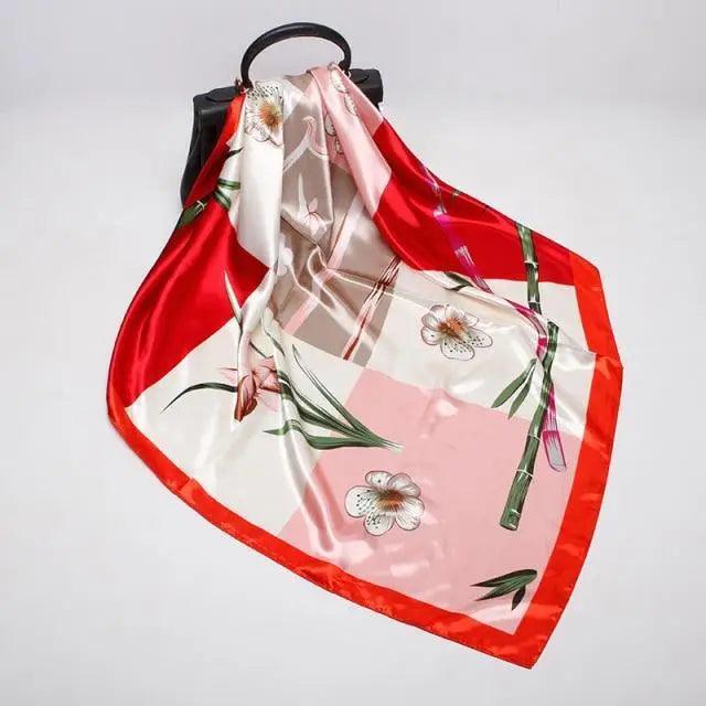 New Elegance Fashionable Scarves for Women Shawl Print Silk Satin Hijab Scarf Female Bandana 90*90cm Luxury Square Shawls Scarfs For Ladies