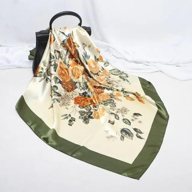 New Elegance Fashionable Scarves for Women Shawl Print Silk Satin Hijab Scarf Female Bandana 90*90cm Luxury Square Shawls Scarfs For Ladies