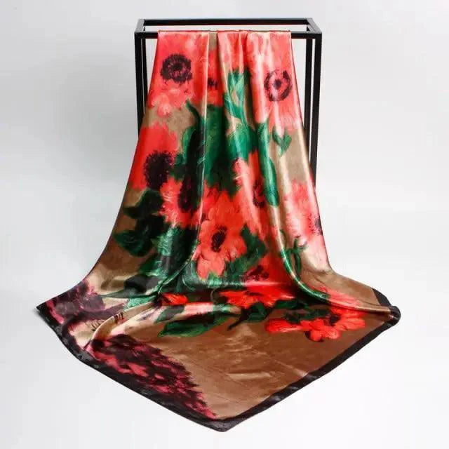 New Elegance Fashionable Scarves for Women Shawl Print Silk Satin Hijab Scarf Female Bandana 90*90cm Luxury Square Shawls Scarfs For Ladies