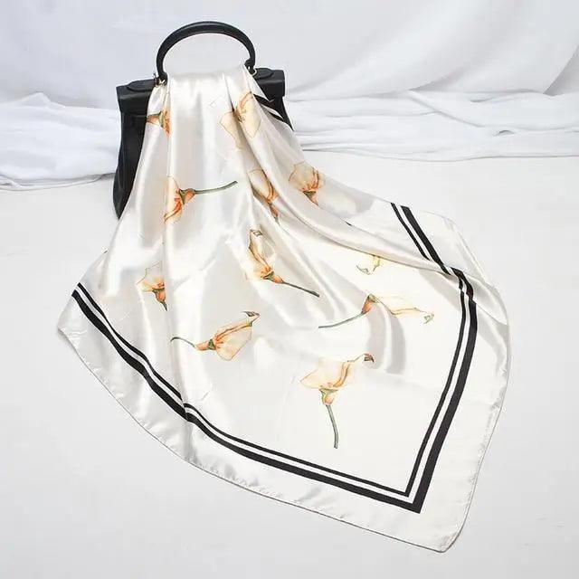 New Elegance Fashionable Scarves for Women Shawl Print Silk Satin Hijab Scarf Female Bandana 90*90cm Luxury Square Shawls Scarfs For Ladies