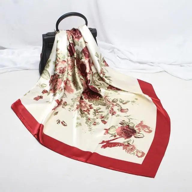 New Elegance Fashionable Scarves for Women Shawl Print Silk Satin Hijab Scarf Female Bandana 90*90cm Luxury Square Shawls Scarfs For Ladies
