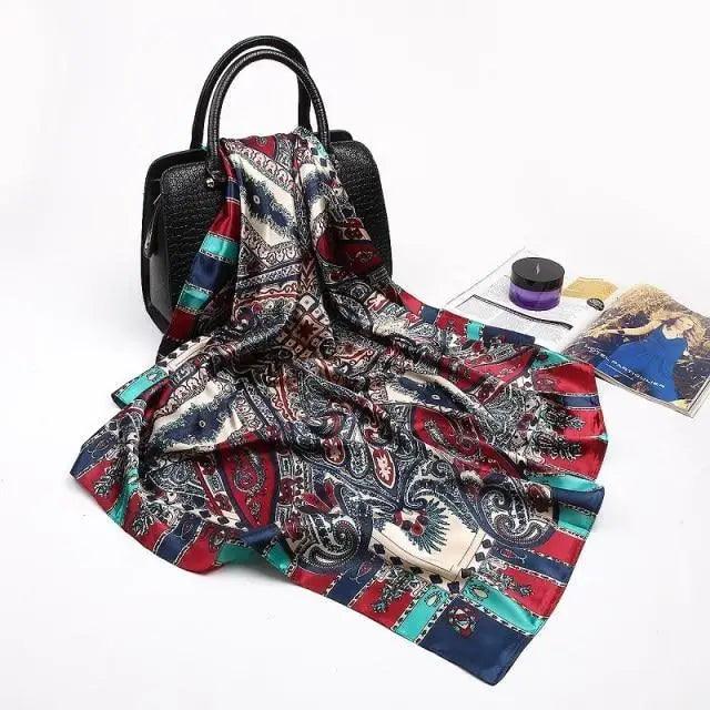 New Elegance Fashionable Scarves for Women Shawl Print Silk Satin Hijab Scarf Female Bandana 90*90cm Luxury Square Shawls Scarfs For Ladies