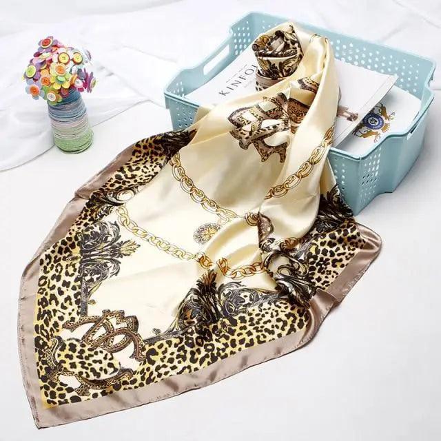 New Elegance Fashionable Scarves for Women Shawl Print Silk Satin Hijab Scarf Female Bandana 90*90cm Luxury Square Shawls Scarfs For Ladies