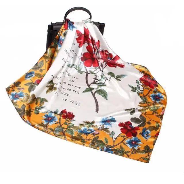 New Elegance Fashionable Scarves for Women Shawl Print Silk Satin Hijab Scarf Female Bandana 90*90cm Luxury Square Shawls Scarfs For Ladies