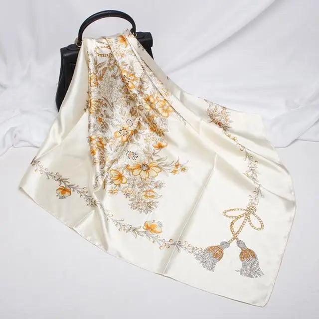 New Elegance Fashionable Scarves for Women Shawl Print Silk Satin Hijab Scarf Female Bandana 90*90cm Luxury Square Shawls Scarfs For Ladies