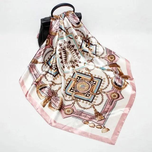 New Elegance Fashionable Scarves for Women Shawl Print Silk Satin Hijab Scarf Female Bandana 90*90cm Luxury Square Shawls Scarfs For Ladies