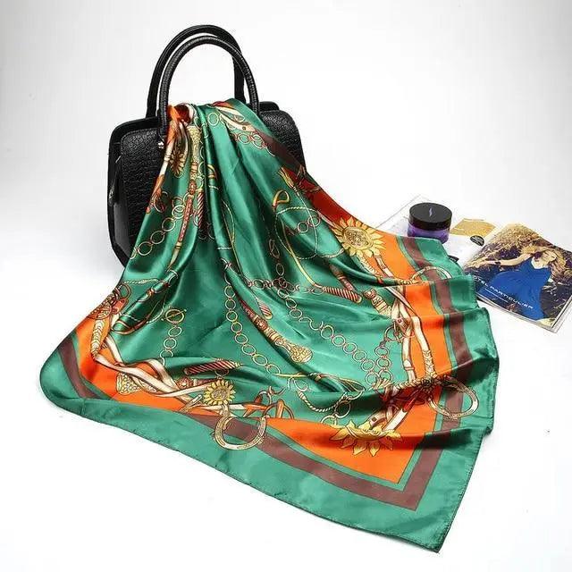 New Elegance Fashionable Scarves for Women Shawl Print Silk Satin Hijab Scarf Female Bandana 90*90cm Luxury Square Shawls Scarfs For Ladies