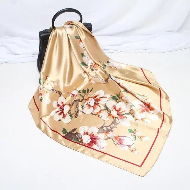 New Elegance Fashionable Scarves for Women Shawl Print Silk Satin Hijab Scarf Female Bandana 90*90cm Luxury Square Shawls Scarfs For Ladies