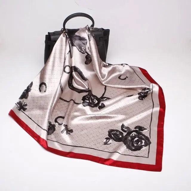 New Elegance Fashionable Scarves for Women Shawl Print Silk Satin Hijab Scarf Female Bandana 90*90cm Luxury Square Shawls Scarfs For Ladies