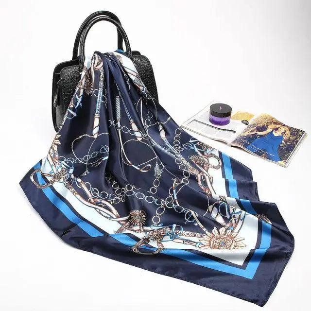 New Elegance Fashionable Scarves for Women Shawl Print Silk Satin Hijab Scarf Female Bandana 90*90cm Luxury Square Shawls Scarfs For Ladies