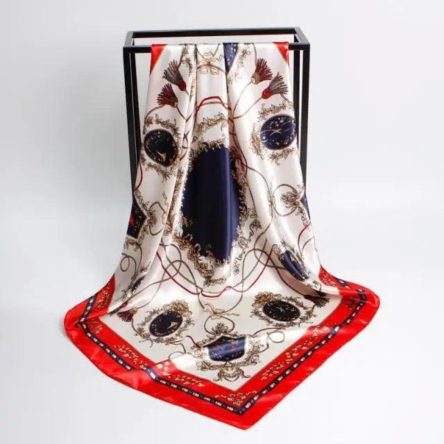 New Elegance Fashionable Scarves for Women Shawl Print Silk Satin Hijab Scarf Female Bandana 90*90cm Luxury Square Shawls Scarfs For Ladies
