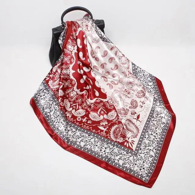New Elegance Fashionable Scarves for Women Shawl Print Silk Satin Hijab Scarf Female Bandana 90*90cm Luxury Square Shawls Scarfs For Ladies